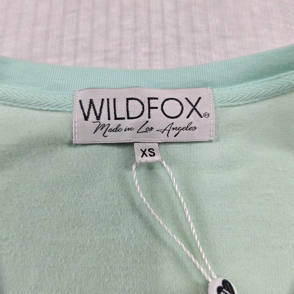 NWT Wildfox Mint Green Beach Bums Graphic V-Neck Sweatshirt XS Y2K Retro Lounge - Picture 5 of 11